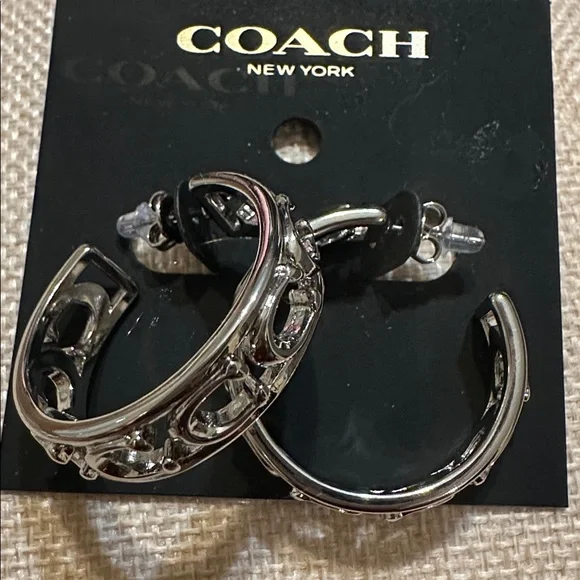 Coach Metallic Hoop Earrings - Picture 3 of 3